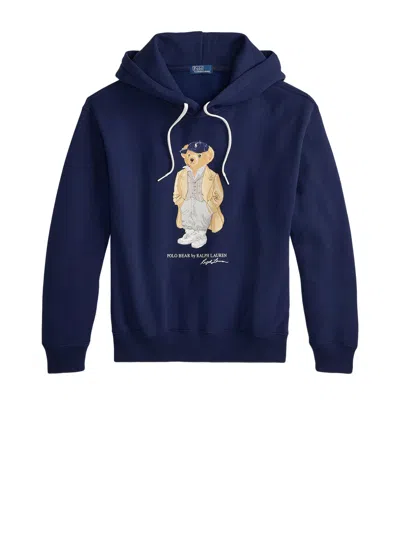 Polo Ralph Lauren Polo Bear Navy Fleece Hoodie In Blue