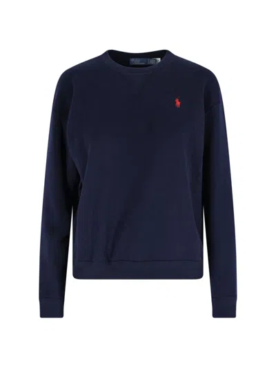 Polo Ralph Lauren Logo-detail Crew-neck Sweater In Blue