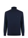 Polo Ralph Lauren Refined Turtleneck Sweater In Deep Navy Wool In Blue