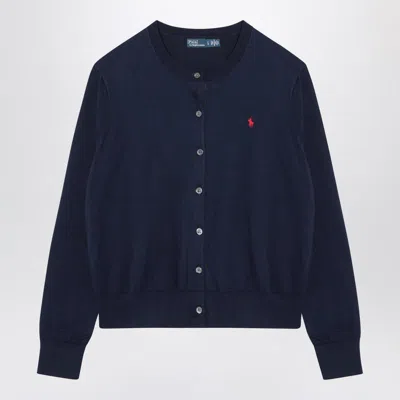 Polo Ralph Lauren Bright Navy Cotton Blend Cardigan In Blue