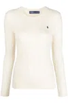 Polo Ralph Lauren Womens Cream Julianna Brand-embroidered Regular-fit Cotton-knit Jumper In Blue