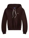 Polo Ralph Lauren Fleece Cotton Hoodie With Logo Embroidery In Brown