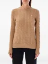 Polo Ralph Lauren Cable Wool And Cashmere Crewneck Jumper In Brown
