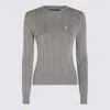 Polo Ralph Lauren Grey Crewneck Sweater With Pony Embroidery On The Front In Cotton Woman In Gray