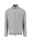 Polo Ralph Lauren High Collar Zip-up Polo Sweater With Ribbed Finishes In Gray