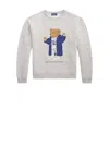 Polo Ralph Lauren Brushed Cotton Blend Sweatshirt With Iconic Polo Bear Print In Gray