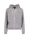 Polo Ralph Lauren Grey Zip-up Sweatshirt In Cotton Blend In Gray