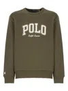 Polo Ralph Lauren Olive Green Logo-embroidered Sweatshirt In Green