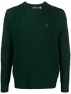 Polo Ralph Lauren Moss-coloured Wool And Cashmere Cable-knit Sweater In Green