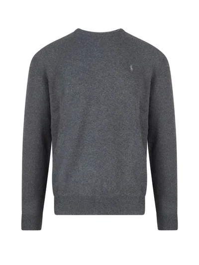 Polo Ralph Lauren Logo-embroidered Wool Sweater In Grey