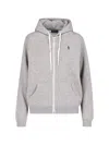 Polo Ralph Lauren Hooded Cotton Sweatshirt Front Pockets In Grey