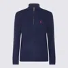 Polo Ralph Lauren Blue Cable-knit Sweater With Zip And Pony Embroidery In Wool And Cashmere Man In Blue