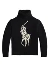 Polo Ralph Lauren Polo-player Intarsia Wool Sweater In Black