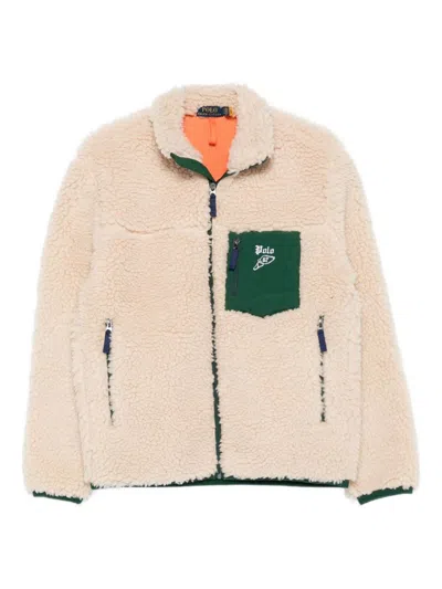 Polo Ralph Lauren Fleece-pocket Zip-up Jacket In Neutral