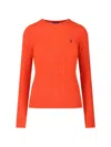 Polo Ralph Lauren Cable Knit Pullover With Ribbed Finish In Orange