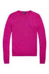 Polo Ralph Lauren Cable Knit Sweater With Round Neckline In Pink