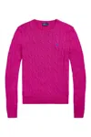 Polo Ralph Lauren Cable Knit Sweater With Round Neckline And Long Sleeves In Pink