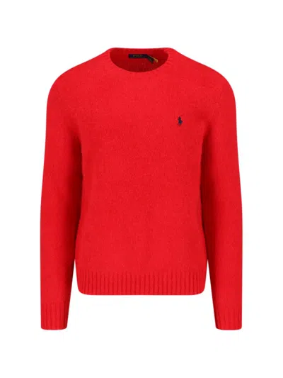 Polo Ralph Lauren Logo Crewneck Sweater In Red