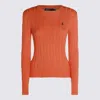 Polo Ralph Lauren Cable Knit Pullover With Ribbed Finish In Orange