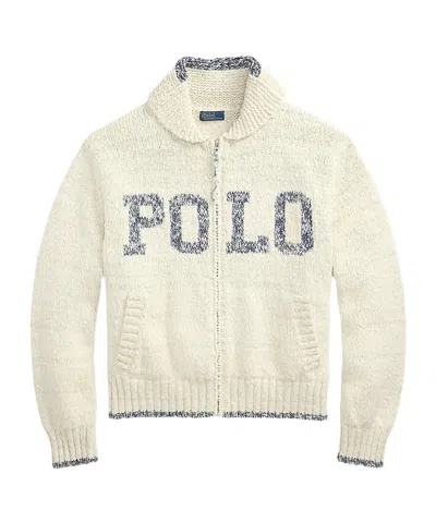 Polo Ralph Lauren Ralph Lauren Logo Shawl-collar Full-zip Cardigan In White