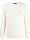 Polo Ralph Lauren Textured Cable Knit Sweater With Round Neckline And Fitted Silhouette In White