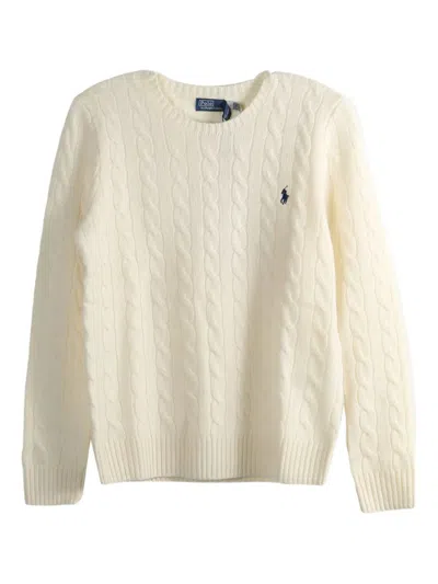 Polo Ralph Lauren Plaited Wool And Cashmere Crew-neck In Neutral