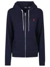 Polo Ralph Lauren Textured Cable Knit Cotton Sweatshirt With Zip Fastening In Blue