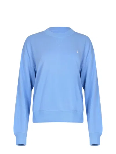 Polo Ralph Lauren Logo-embroidered Crew-neck Sweatshirt In Blue