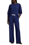 Polo Ralph Lauren Sweatshirt & Wide Leg Pajamas In Navy