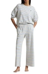 Shop Polo Ralph Lauren Sweatshirt & Wide Leg Pajamas In Vineyard Stripe