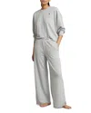 Polo Ralph Lauren Sweatshirt Knit Pajama Set In Heather Gray