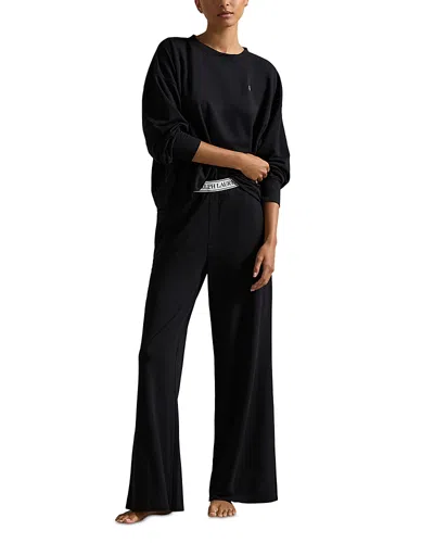 Polo Ralph Lauren Sweatshirt & Wide Leg Pants Set In Polo Black