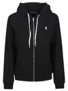 Polo Ralph Lauren Zip-up Hooded Sweatshirt With Kangaroo Pocket In Black