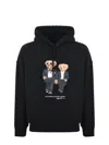 Polo Ralph Lauren Hooded Sweatshirt Featuring Bear Graphic And Ribbed Cuffs In Black