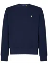 Polo Ralph Lauren Navy Blue Loopback Cotton Crewneck Sweatshirt In Blue