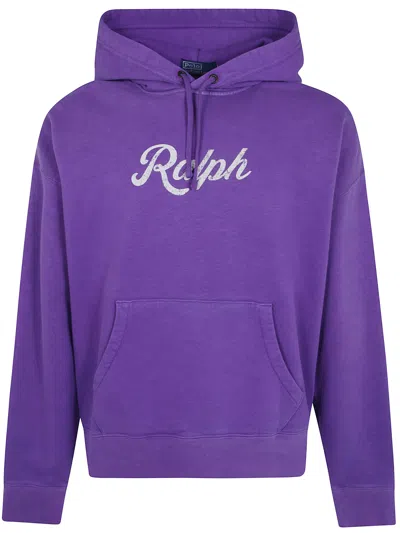 Polo Ralph Lauren Drawstring Hooded Sweatshirt In Purple