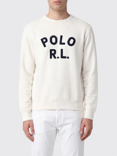 Polo Ralph Lauren Crewneck Cotton-blend Sweatshirt With Contrast Logo In White