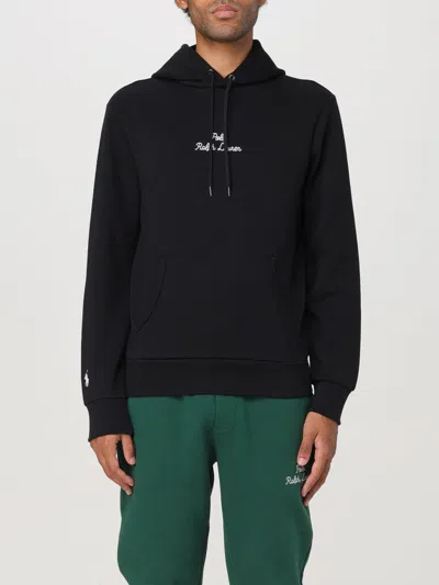 Polo Ralph Lauren Mens Polo Black Brand-embroidered Relaxed-fit Cotton-blend Hoody In Schwarz