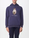 Polo Ralph Lauren Hooded Sweatshirt With Graphic Print And Pocket In Blue