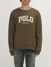 Polo Ralph Lauren Olive Green Logo-embroidered Sweatshirt In Green