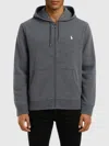 Polo Ralph Lauren Grey Sweatshirt With Drawstring Hood And Pony Embroidery On The Front In Cotton Blend Man In Gray