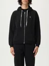 Polo Ralph Lauren Zip-up Hooded Sweatshirt With Kangaroo Pocket In Black
