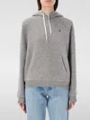Polo Ralph Lauren Grey Hoodie With Drawstring Hood And Pony Embroidery On The Front In Cotton Blend Woman In Camel
