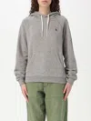 Polo Ralph Lauren Grey Hoodie With Drawstring Hood And Pony Embroidery On The Front In Cotton Blend Woman In Grey