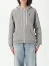 Polo Ralph Lauren Hooded Cotton Sweatshirt Front Pockets In Grey