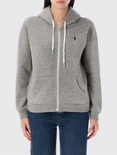 Polo Ralph Lauren Zip Hooded Hoodie In Gray