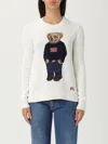 Polo Ralph Lauren Womens Deckwash White Multi Polo Bear Round-neck Linen-cotton Knitted Jumper In White