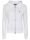 Polo Ralph Lauren Zip-up White Sweater With Classic Hood And Front Pocket In White