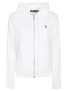 Polo Ralph Lauren Zip-up White Sweater With Classic Hood And Front Pocket In White