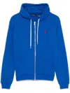 Polo Ralph Lauren Lightweight Zip-front Cotton Hoodie With Emblematic Logo In Blue